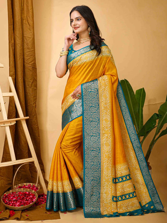 Yellow Dola Silk Cotton Saree