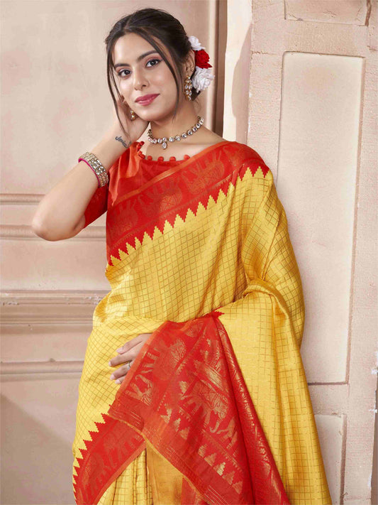 Yellow Kanjivaram Silk Saree