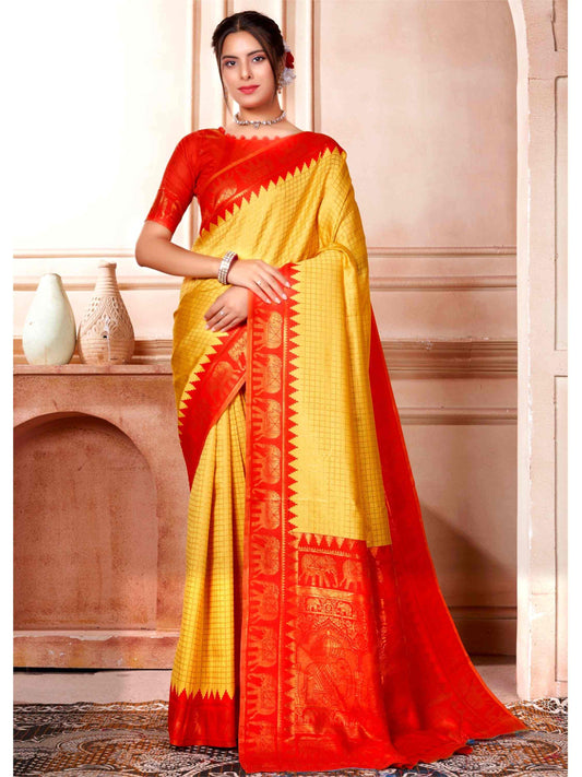 Yellow Kanjivaram Silk Saree