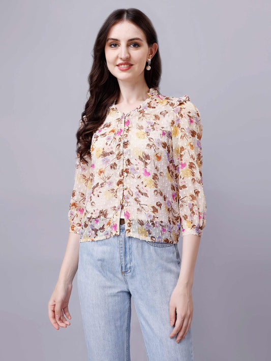 floral print sheer shirt