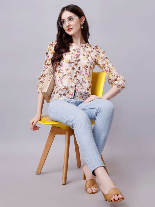 floral print sheer shirt