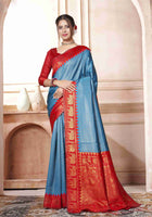 Azure Blue Kanjivaram Silk Saree