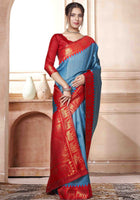 Azure Blue Kanjivaram Silk Saree