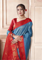 Azure Blue Kanjivaram Silk Saree