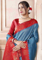 Azure Blue Kanjivaram Silk Saree