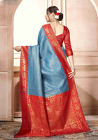 Azure Blue Kanjivaram Silk Saree