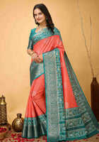Bandhini Saree Carrot Red