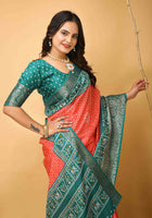 Bandhini Saree Carrot Red