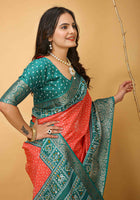 Bandhini Saree Carrot Red