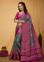 Bandhini Saree Grey