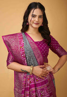 Bandhini Saree Grey