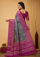 Bandhini Saree Grey