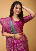 Bandhini Saree Grey