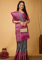Bandhini Saree Grey