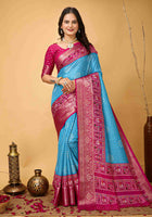 Bandhini Saree Sky Blue
