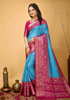 Bandhini Saree Sky Blue