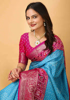 Bandhini Saree Sky Blue