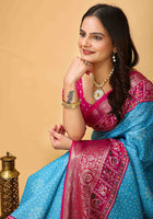 Bandhini Saree Sky Blue