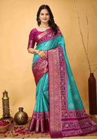 Bandhini Saree Teal Blue