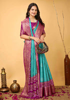 Bandhini Saree Teal Blue
