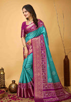 Bandhini Saree Teal Blue