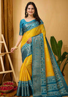 Bandhini Saree Yellow