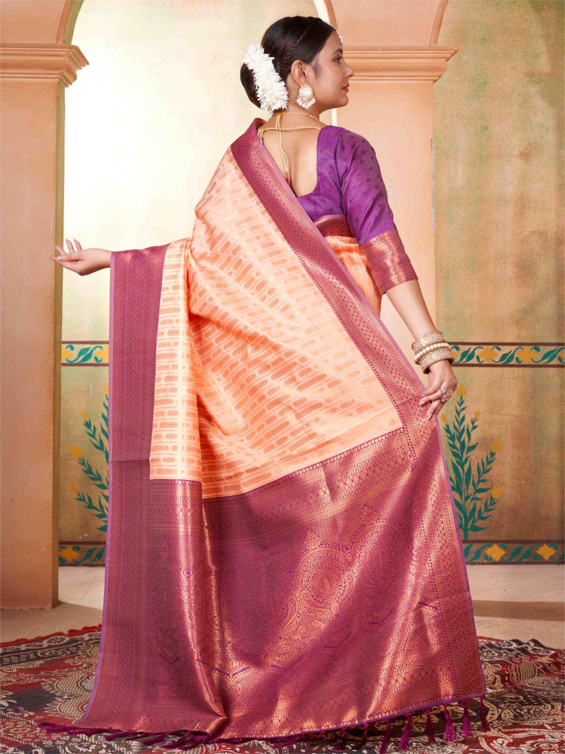 Beige Kanjivaram Silk Saree