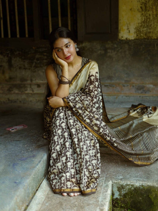 Black Chanderi Saree