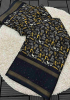 Black Cotton Dola Silk Saree