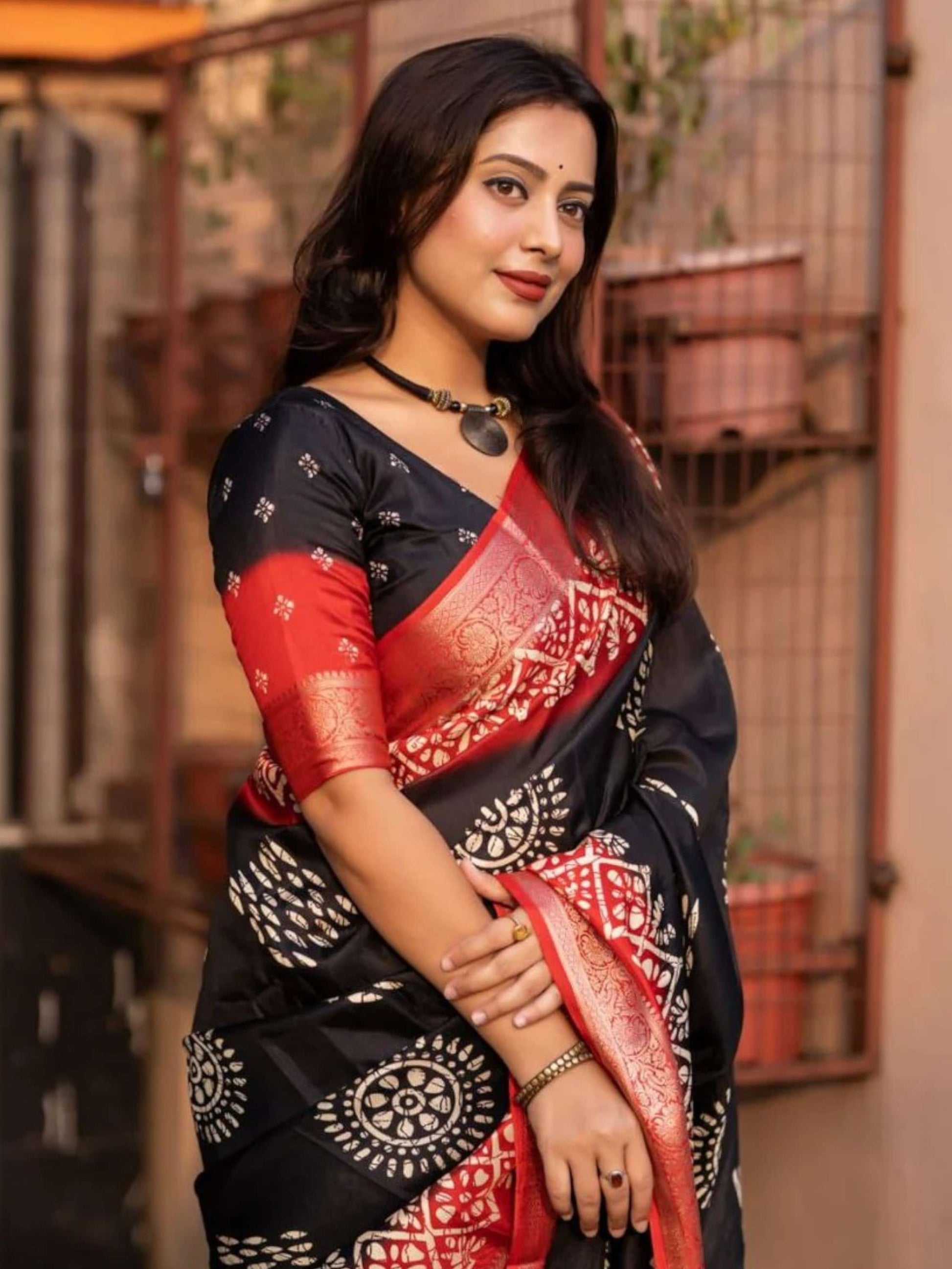 Black Dola Silk Cotton Saree