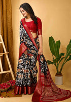 Black Dola Silk Cotton Saree