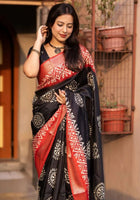 Black Dola Silk Cotton Saree