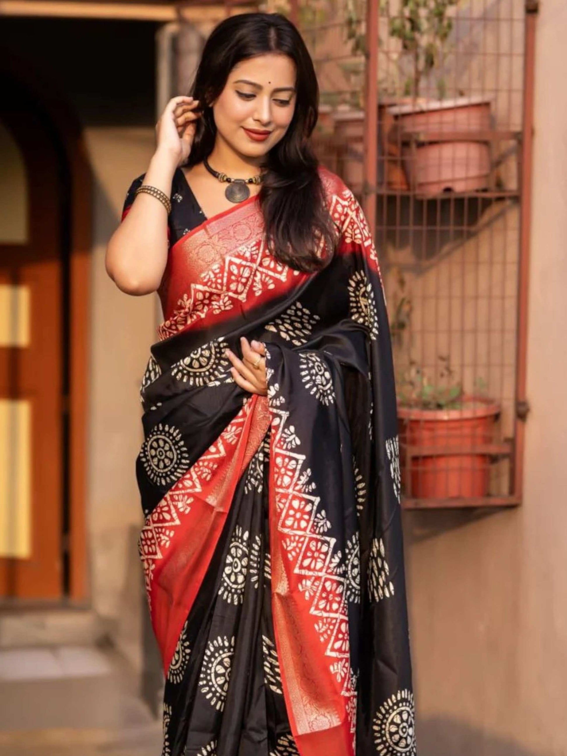 Black Dola Silk Cotton Saree