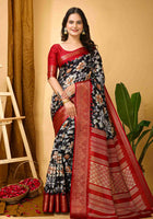 Black Dola Silk Cotton Saree