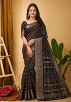 Black Dola Silk Saree