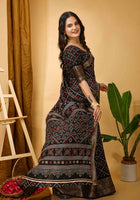 Black Dola Silk Saree
