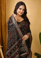 Black Dola Silk Saree
