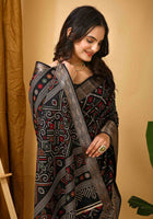 Black Dola Silk Saree