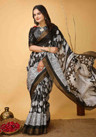 Black Handloom Cotton Saree