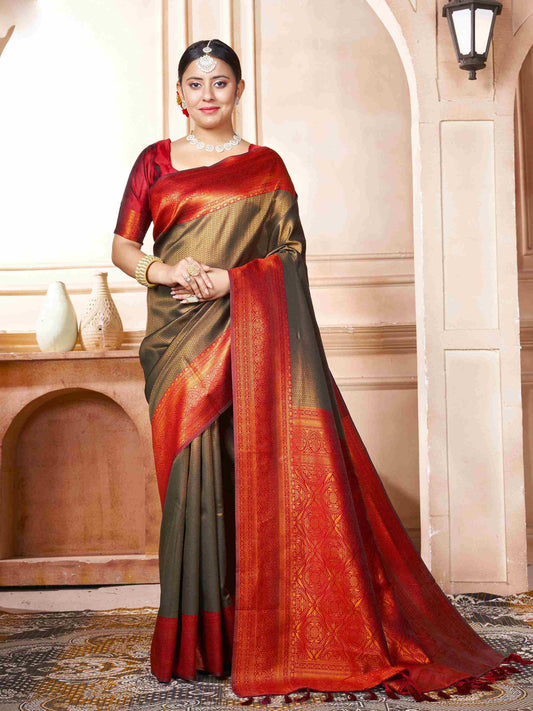 Brown Kanchipuram Silk Saree