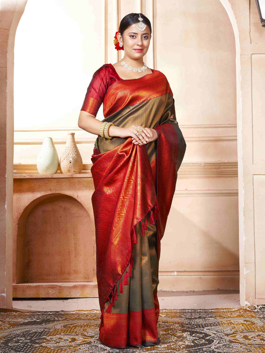 Brown Kanchipuram Silk Saree