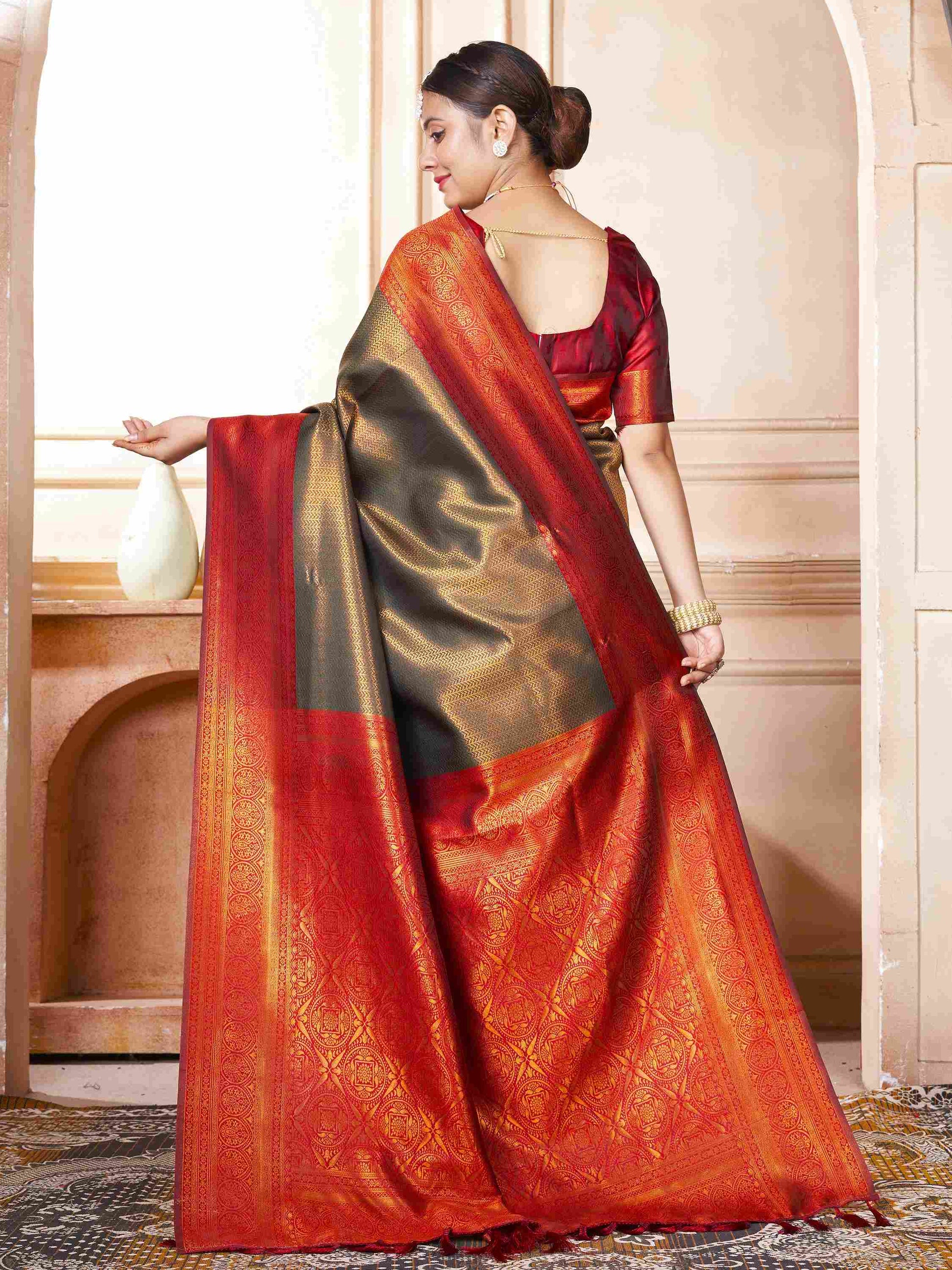 Brown Kanchipuram Silk Saree