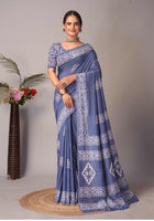 Chanderi Cotton Saree Blue