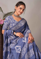 Chanderi Cotton Saree Blue