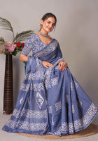 Chanderi Cotton Saree Blue