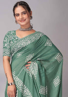 Chanderi Cotton Saree Green