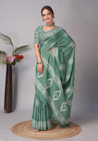 Chanderi Cotton Saree Green