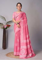 Chanderi Cotton Saree Pink