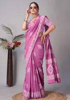 Chanderi Cotton Saree Purple