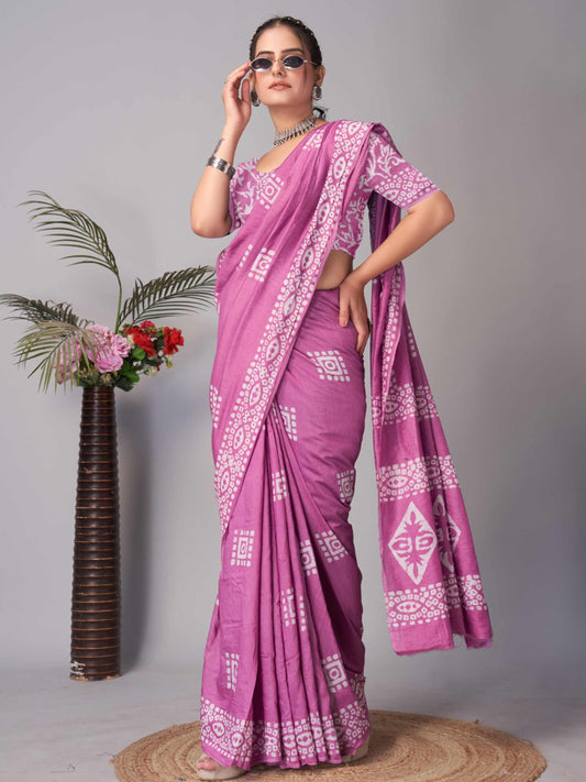 Chanderi Cotton Saree Purple